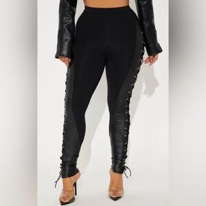 Fashion Nova Black Lace-Up Leggings